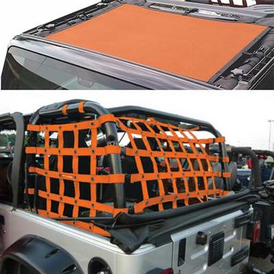 DirtyDog 4x4 Sun Screen with Rear Cargo Net (Orange) - J4NS07RCOR